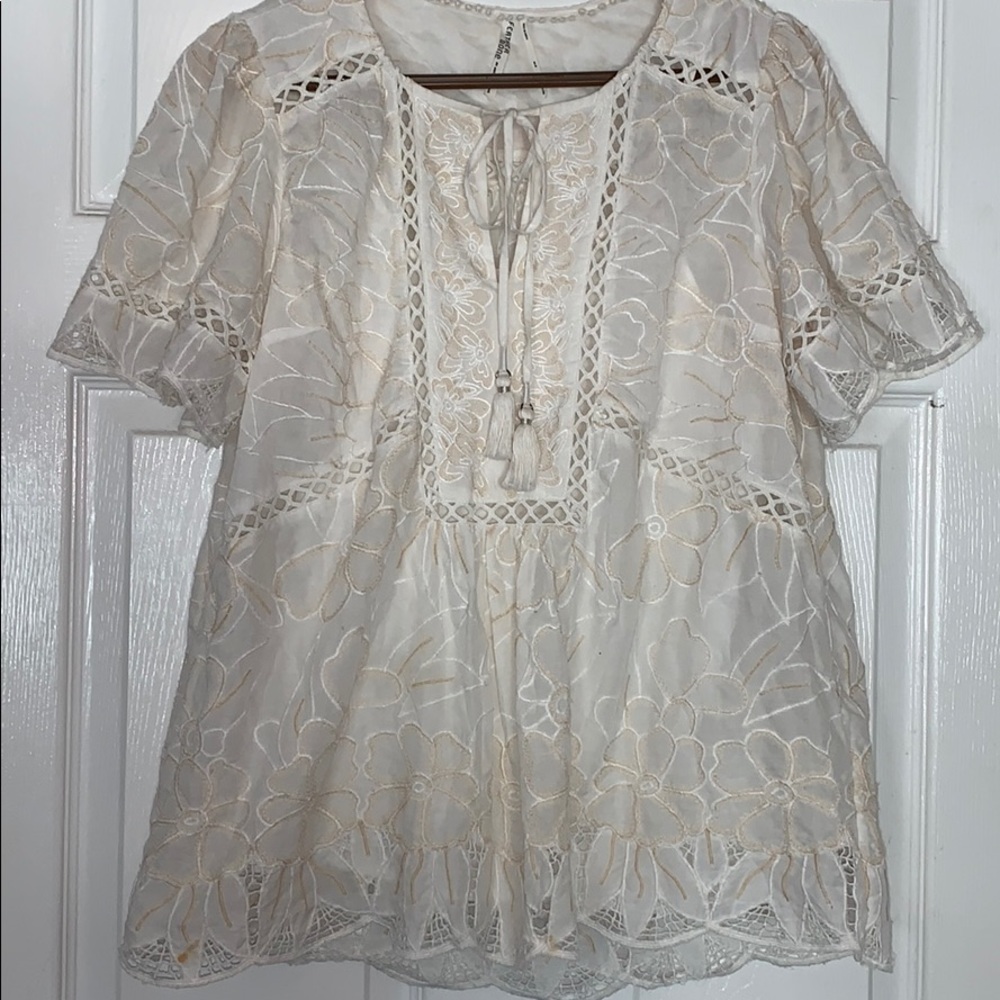Feather & Bone by Anthropologie— 6 —White Lace Top
